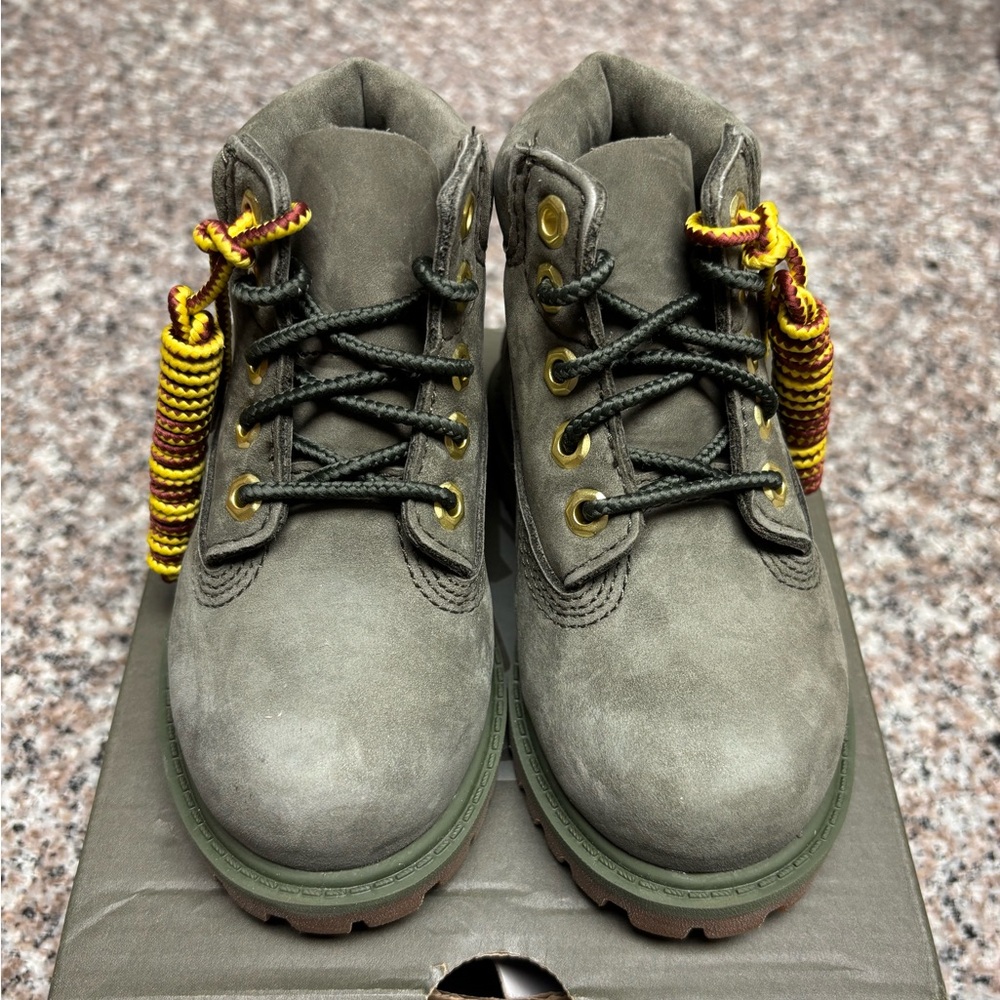 Timberland Kids Gray and Yellow Boots